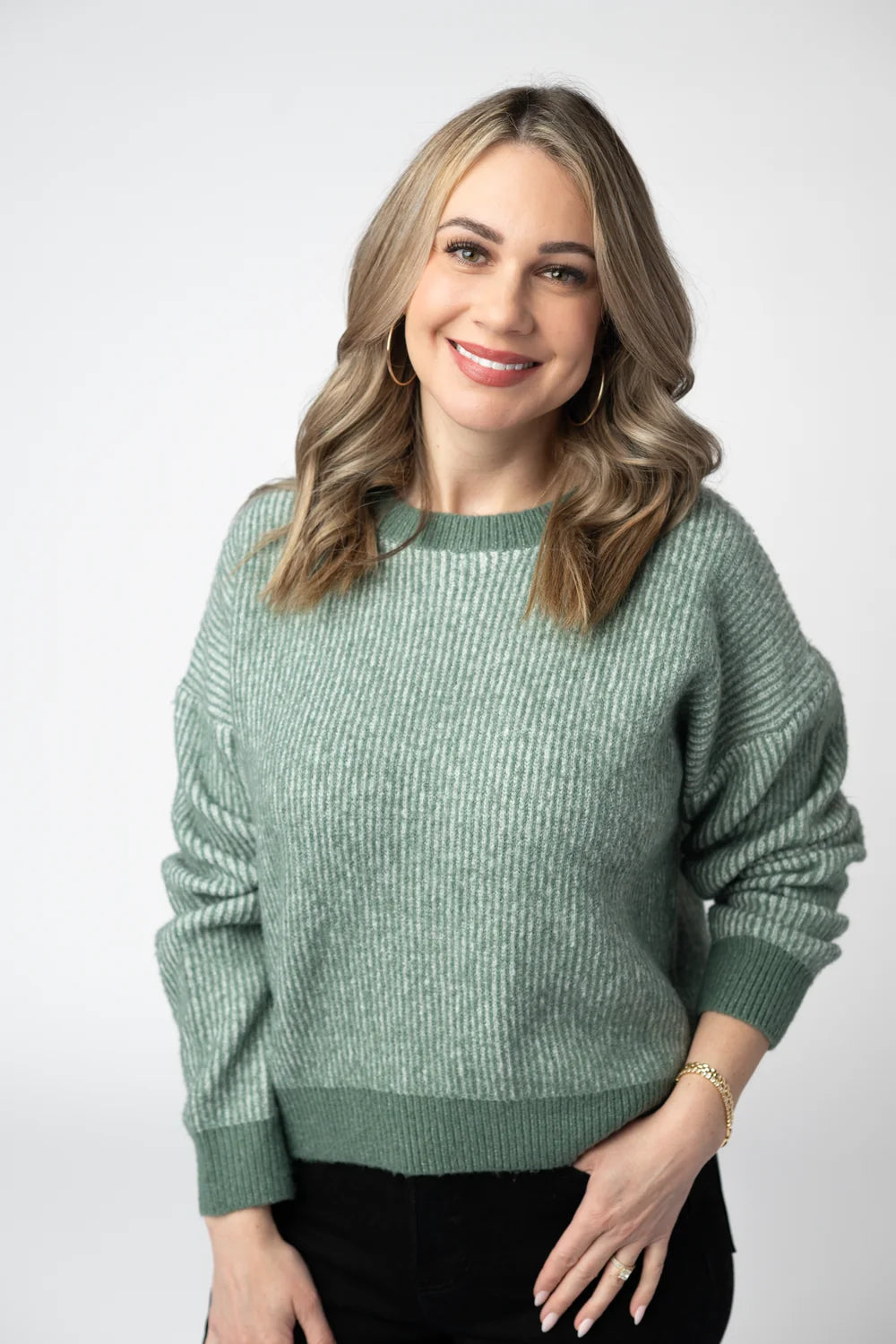 Sage Cozy Crew Neck Sweater