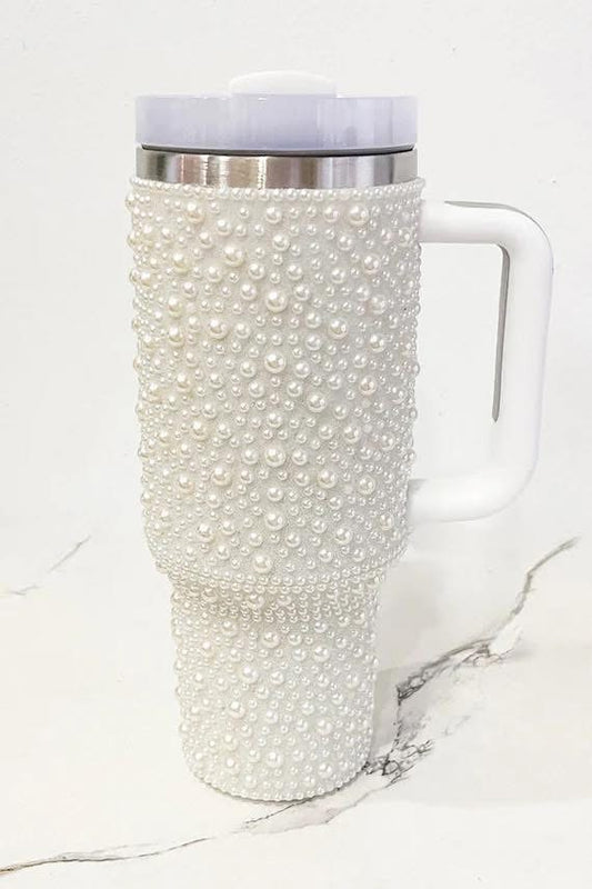 40 oz. White Pearl Stainless Steel Tumbler
