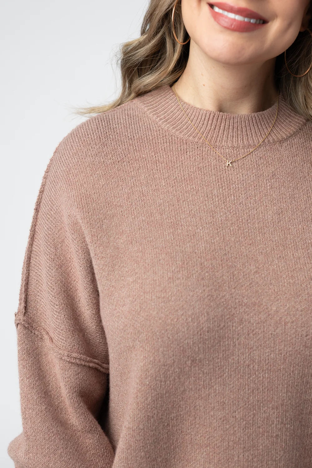Rose Gold Cozy Long Sleeve Sweater