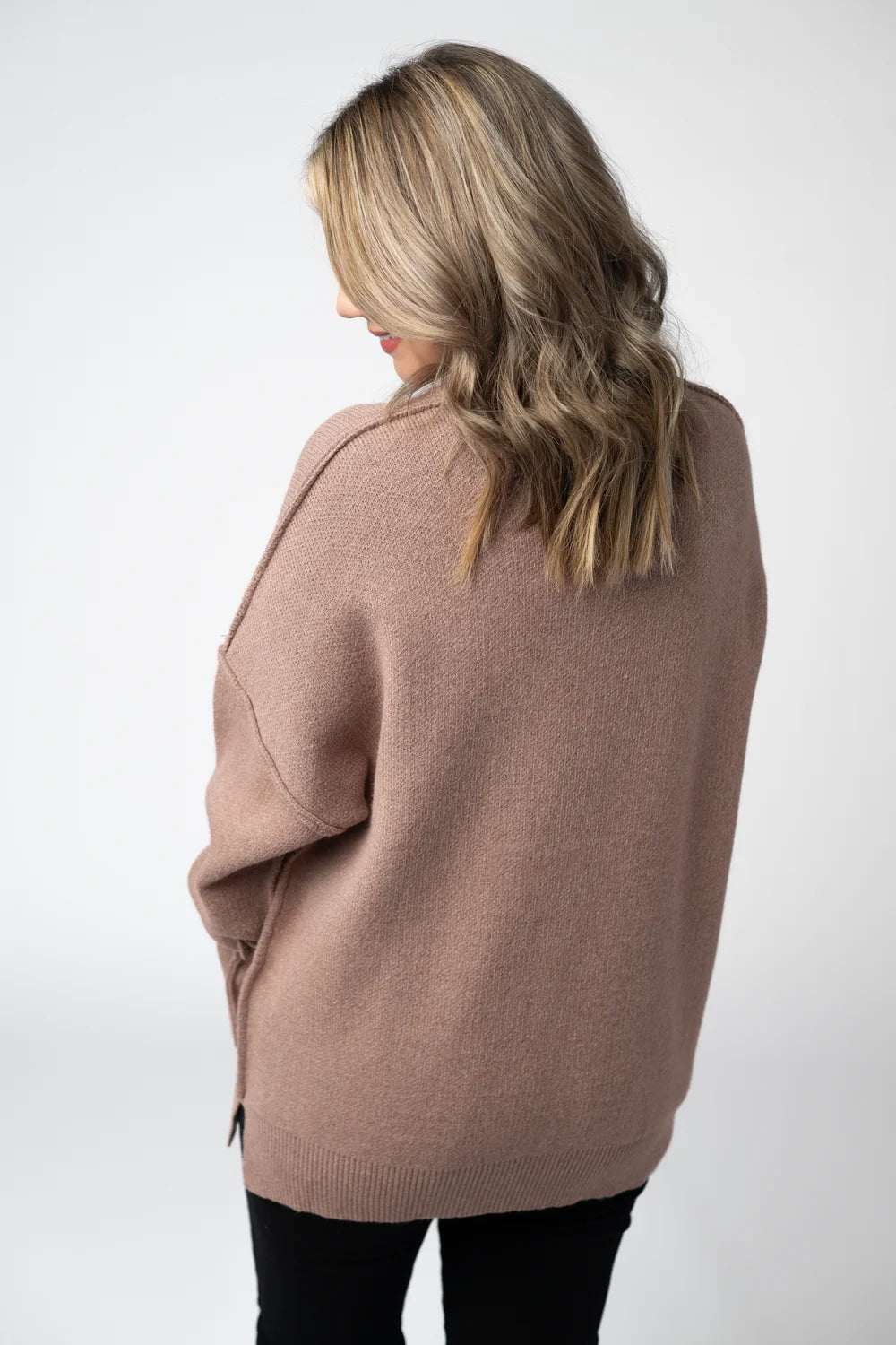Rose Gold Cozy Long Sleeve Sweater