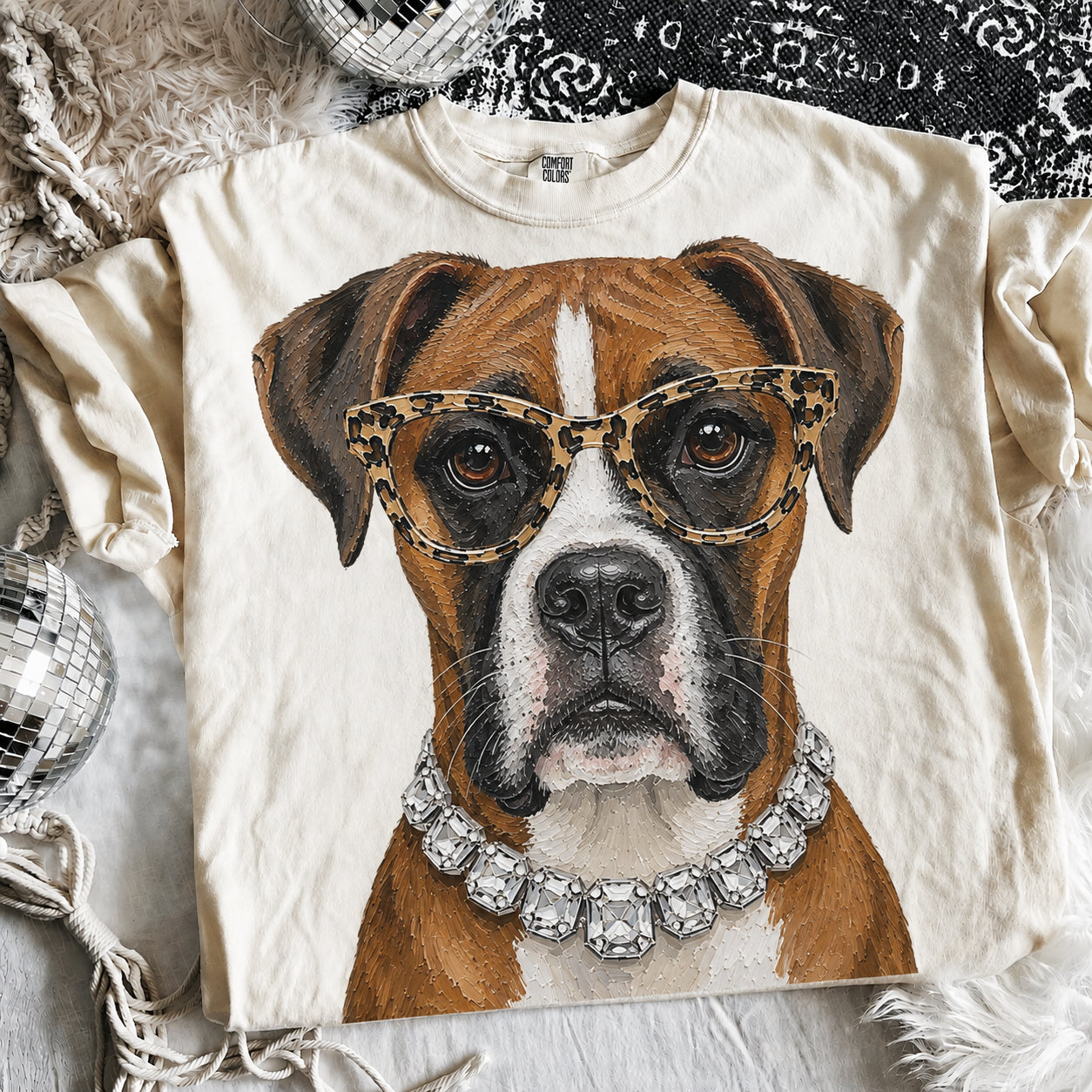 Ivory Boujee Fawn Boxer Graphic Tee or Sweatshirt