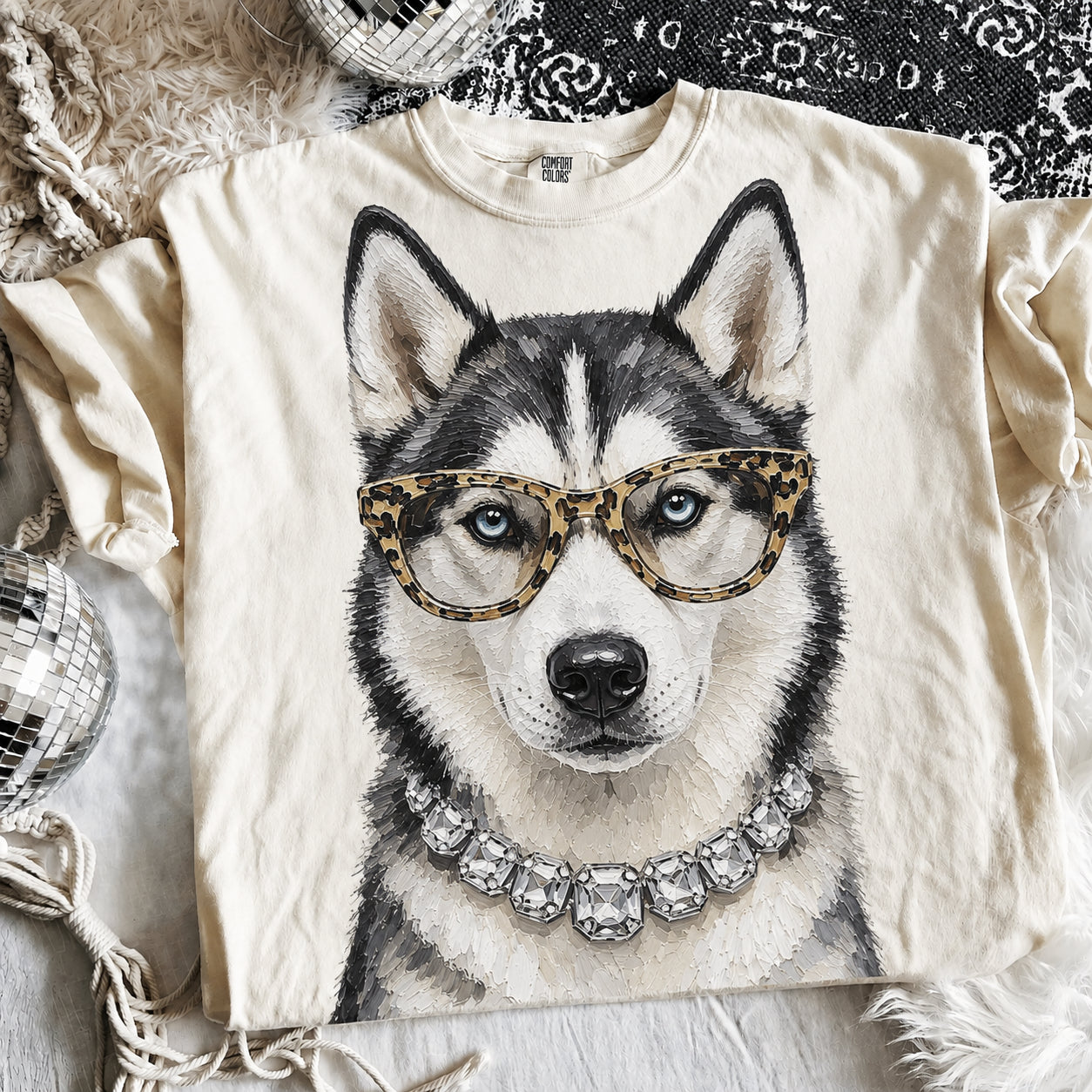 Ivory Boujee Husky Graphic Tee or Sweatshirt