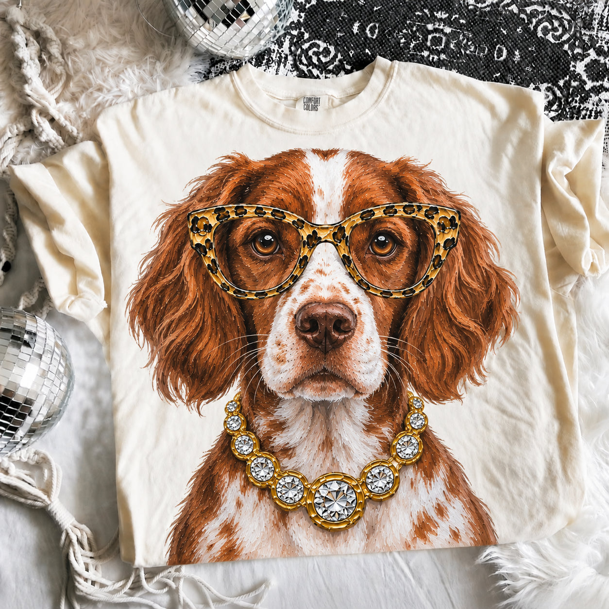 Ivory Boujee Brittany Spaniel Graphic Tee or Sweatshirt
