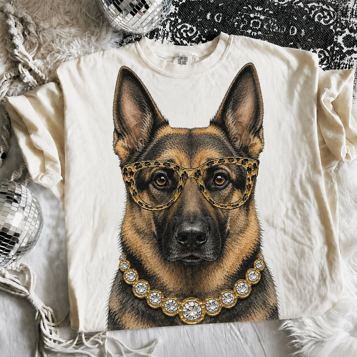 Ivory Boujee German Shepard Graphic Tee or Sweatshirt