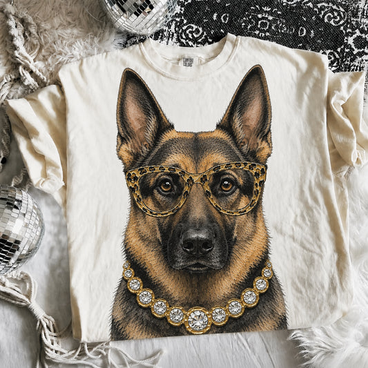 Ivory Boujee German Shepard Graphic Tee or Sweatshirt
