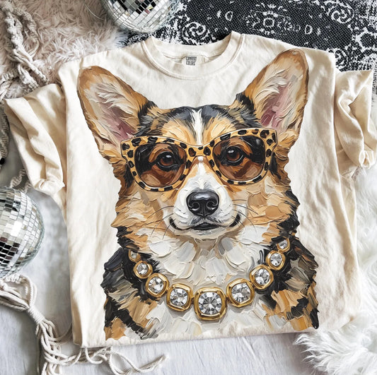Ivory Boujee Corgi Graphic Tee or Sweatshirt