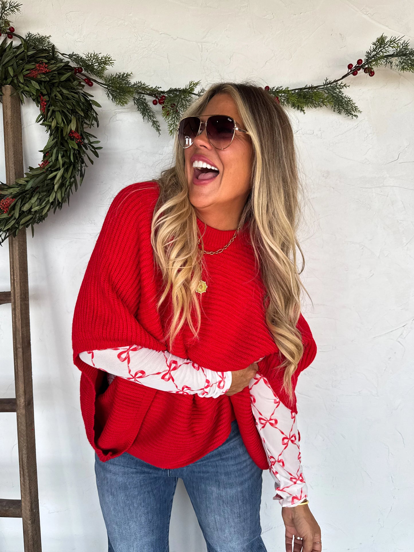 Pre Order: Christmas Meg Pullover Poncho