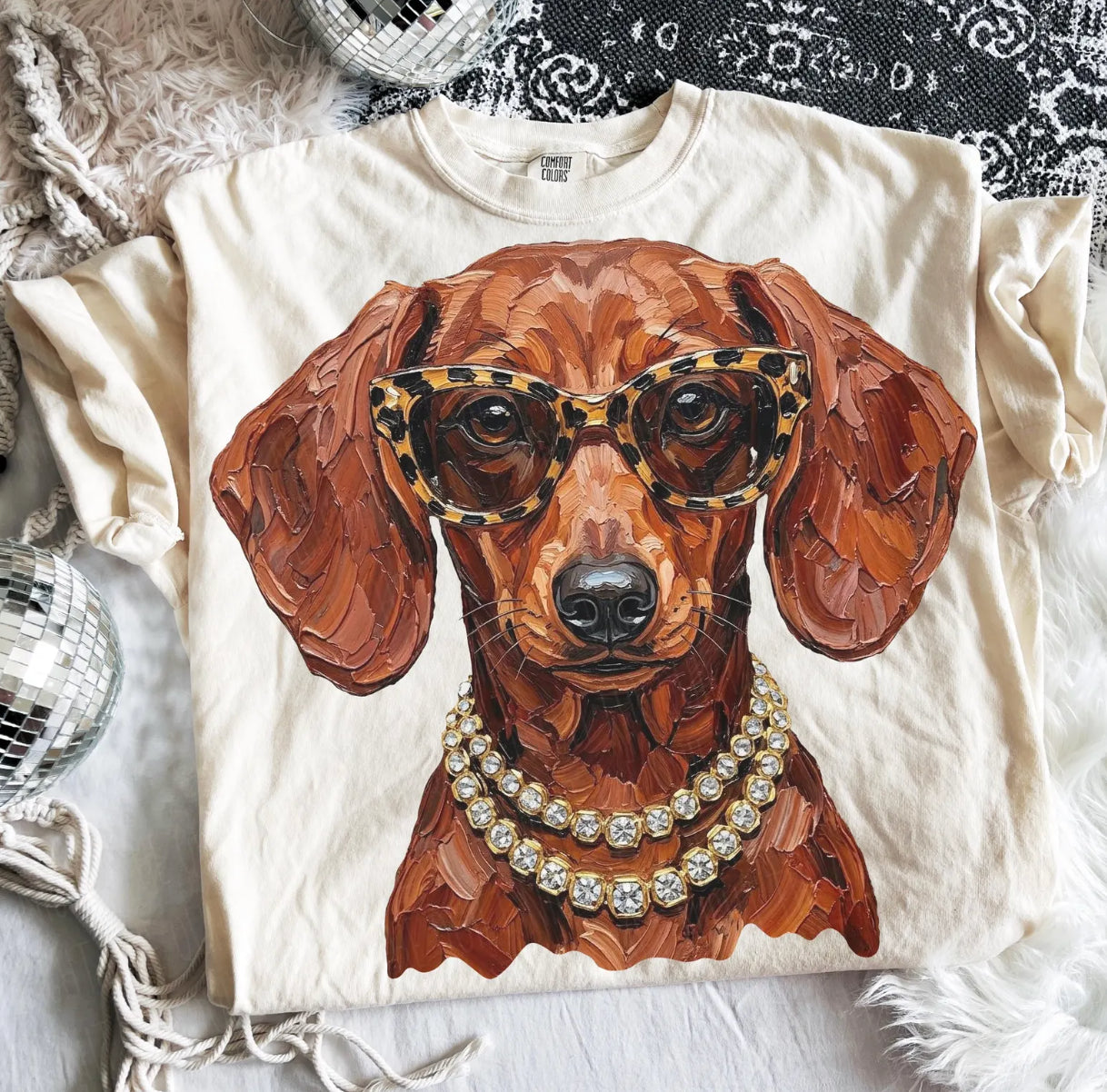 Ivory Boujee Shorthair Brown Dachshund Graphic Tee or Sweatshirt