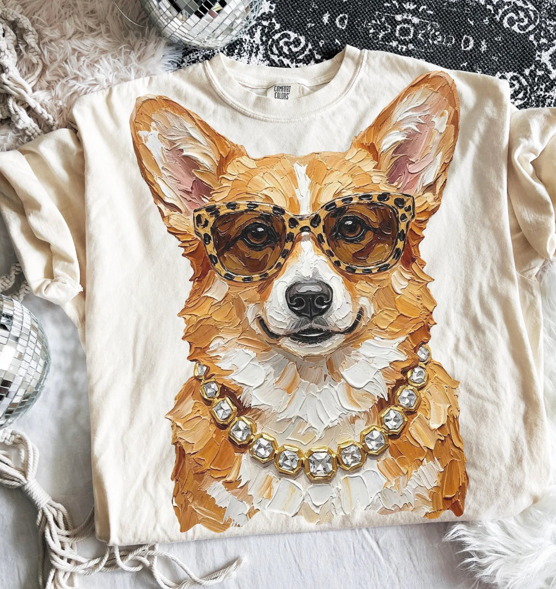 Ivory Boujee Corgi Design #2 Graphic Tee or Sweatshirt