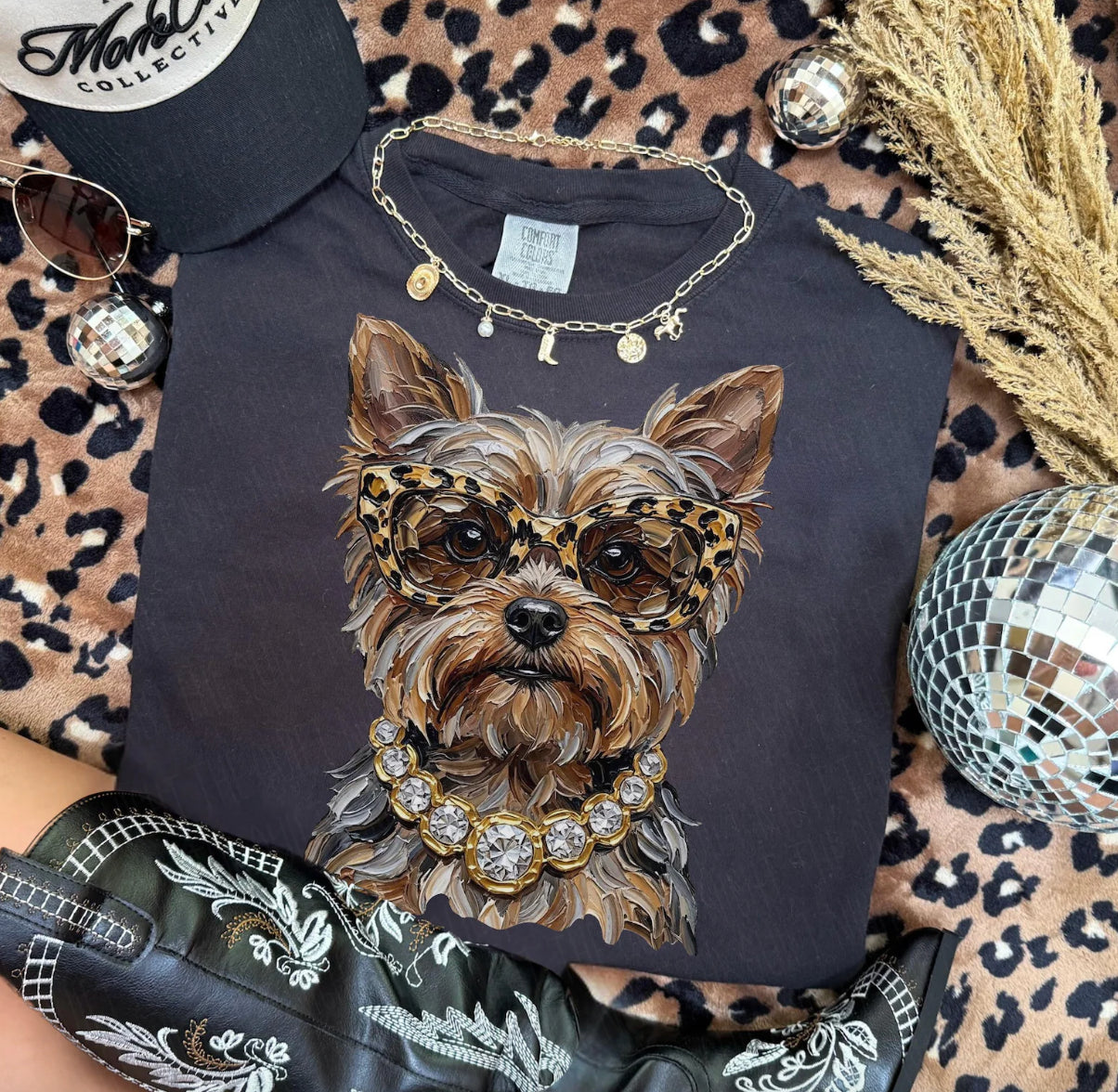 Black Boujee Yorkie Graphic Tee or Sweatshirt