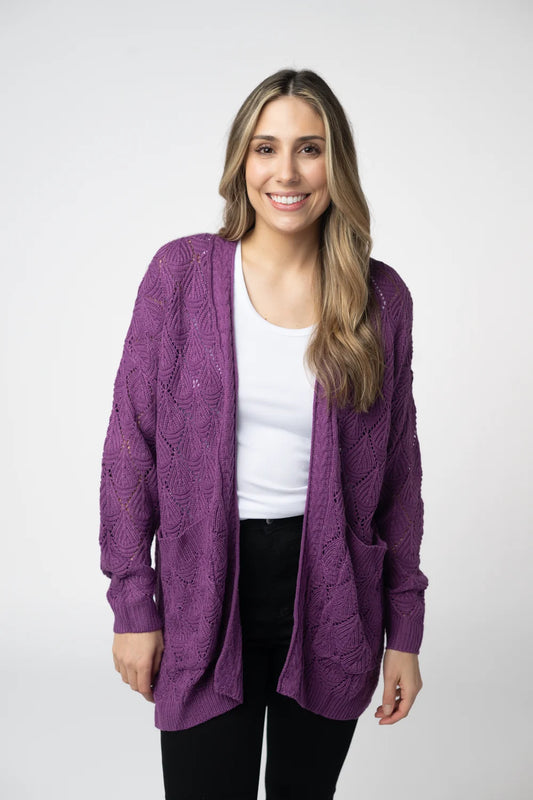 Purple Open Knit Cardigan