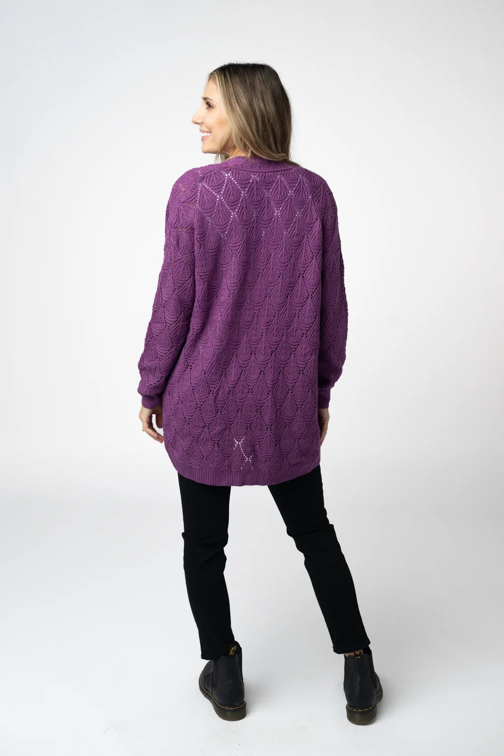 Purple Open Knit Cardigan