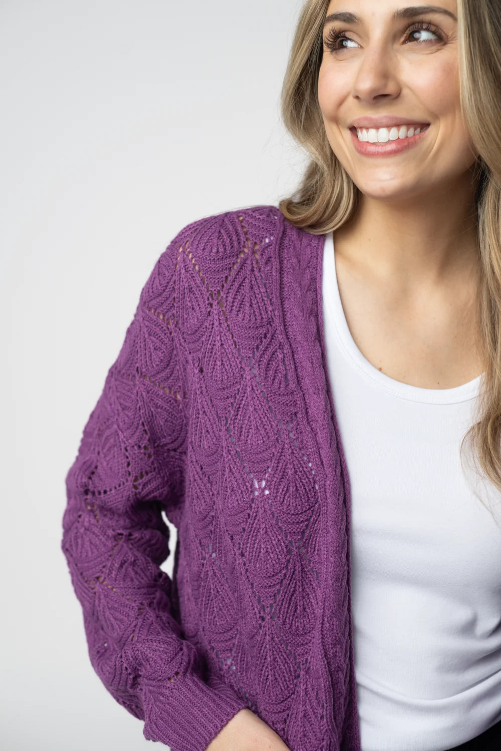 Purple Open Knit Cardigan