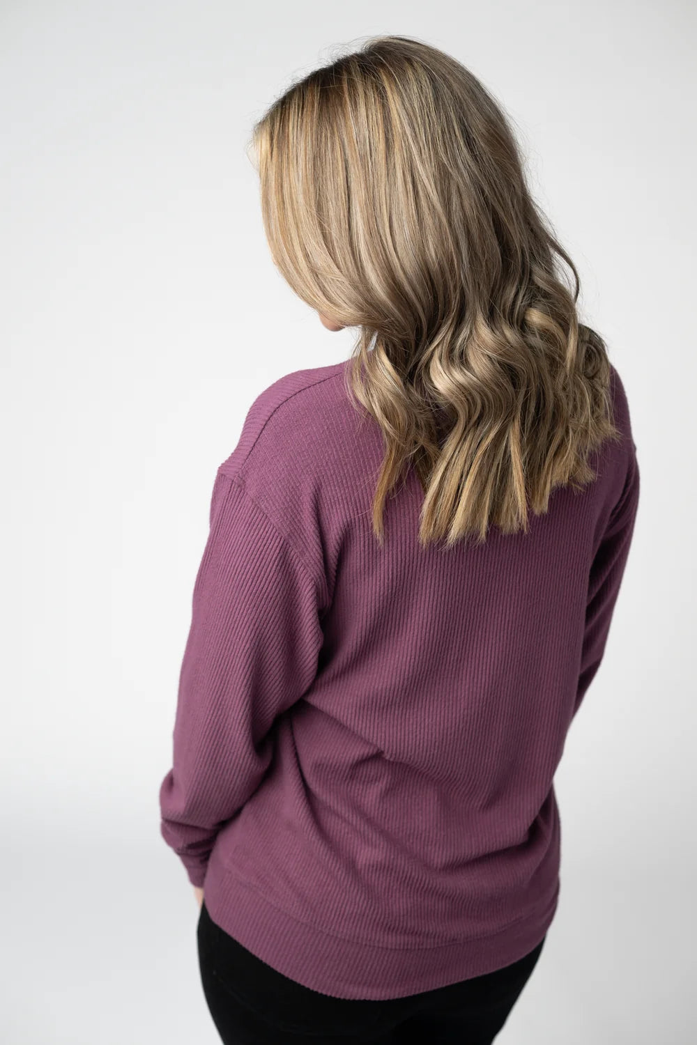 Plum Corrine Ribbed Pullover