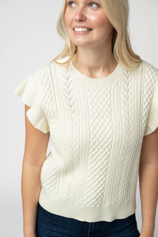 Ivory Flutter Sweater Top