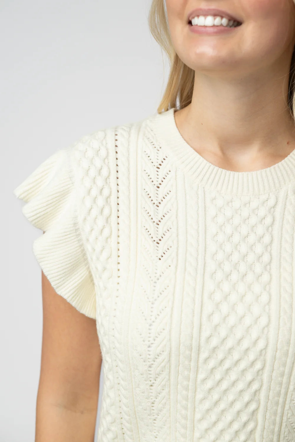 Ivory Flutter Sweater Top