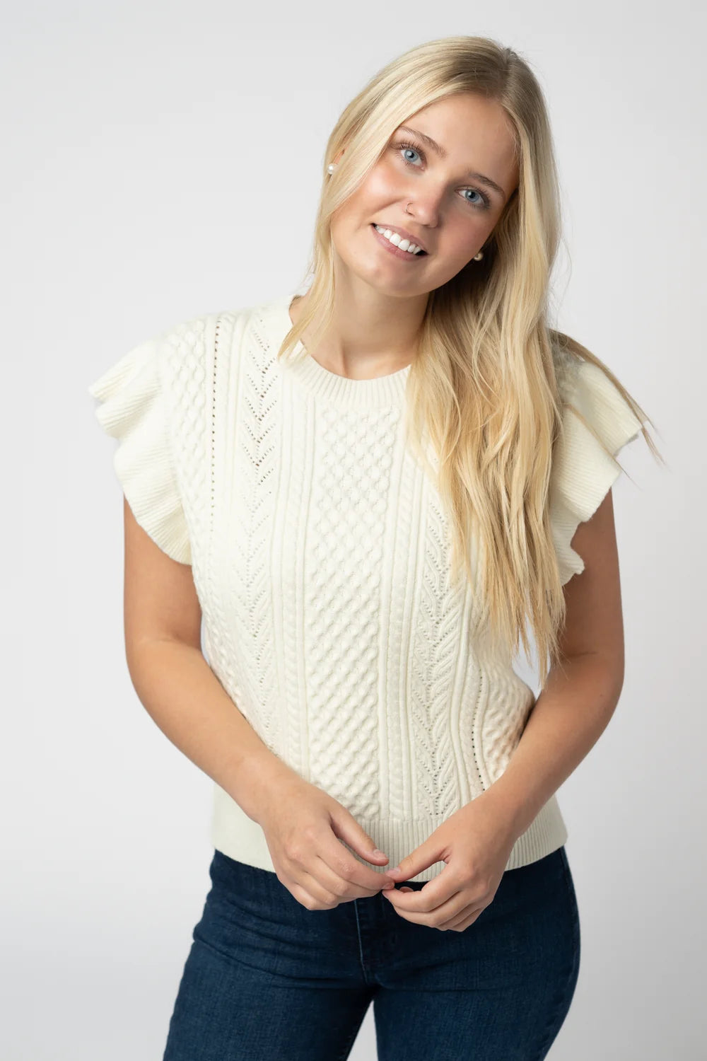 Ivory Flutter Sweater Top