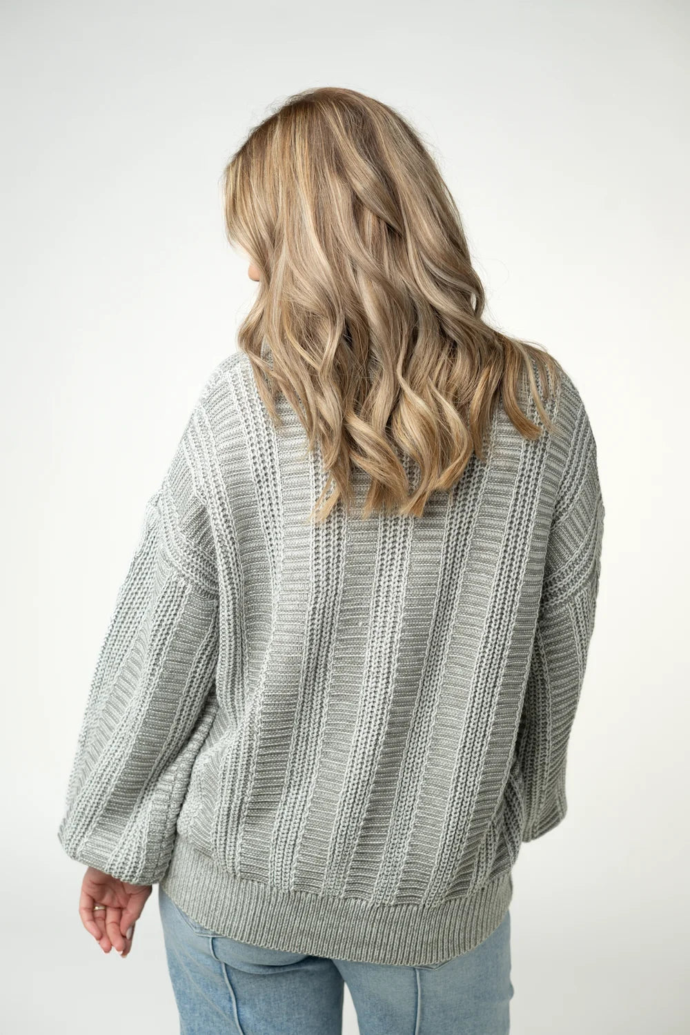 Grey Cable Knit Long Sleeve Cardigan