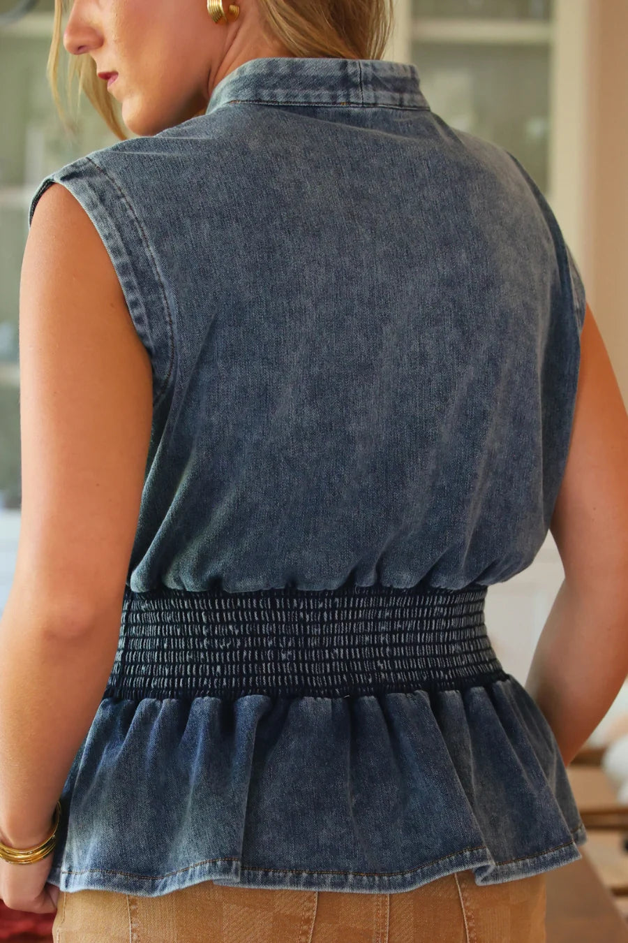 PRE ORDER: Refined Denim Peplum Top