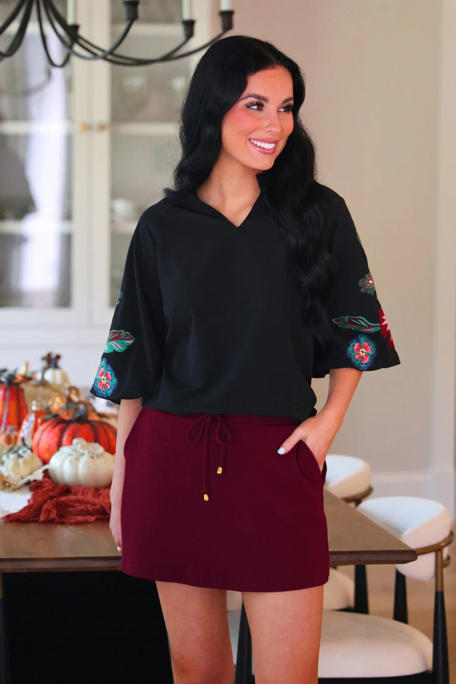 PRE ORDER: Black Floral Embroidered Top