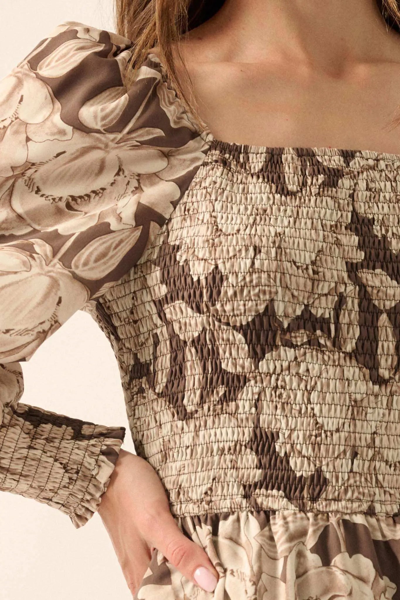 Floral Smocked Midi Dress