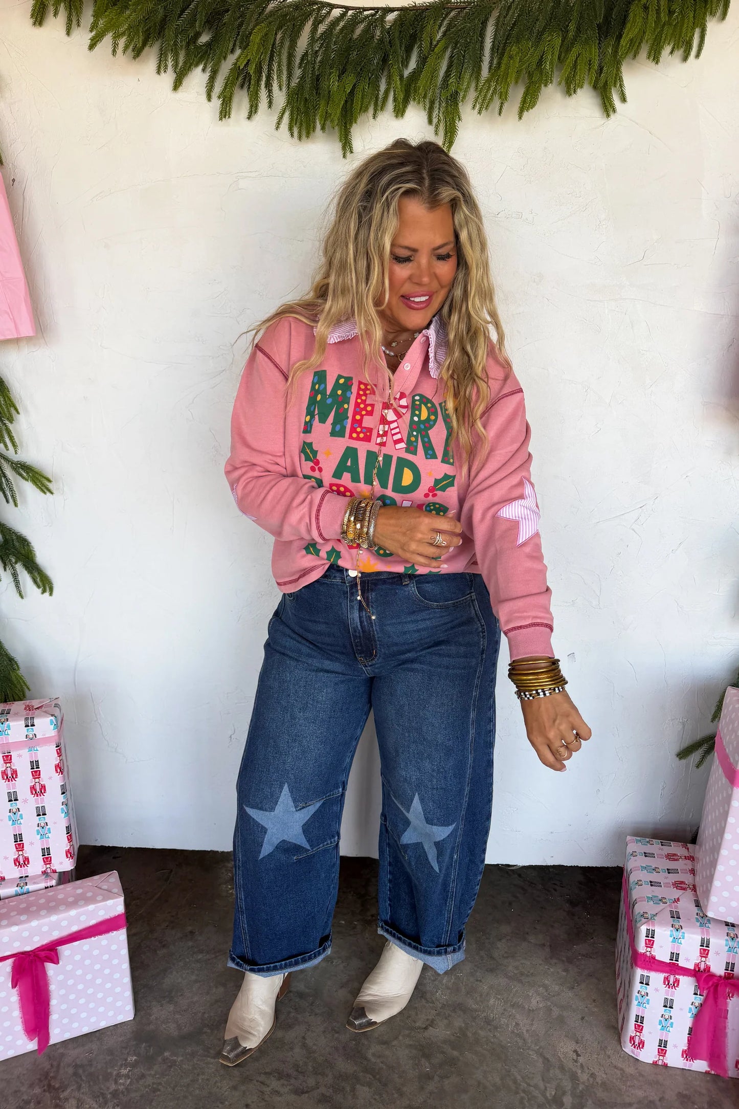 PRE ORDER: Merry & Bright Collared Pullover