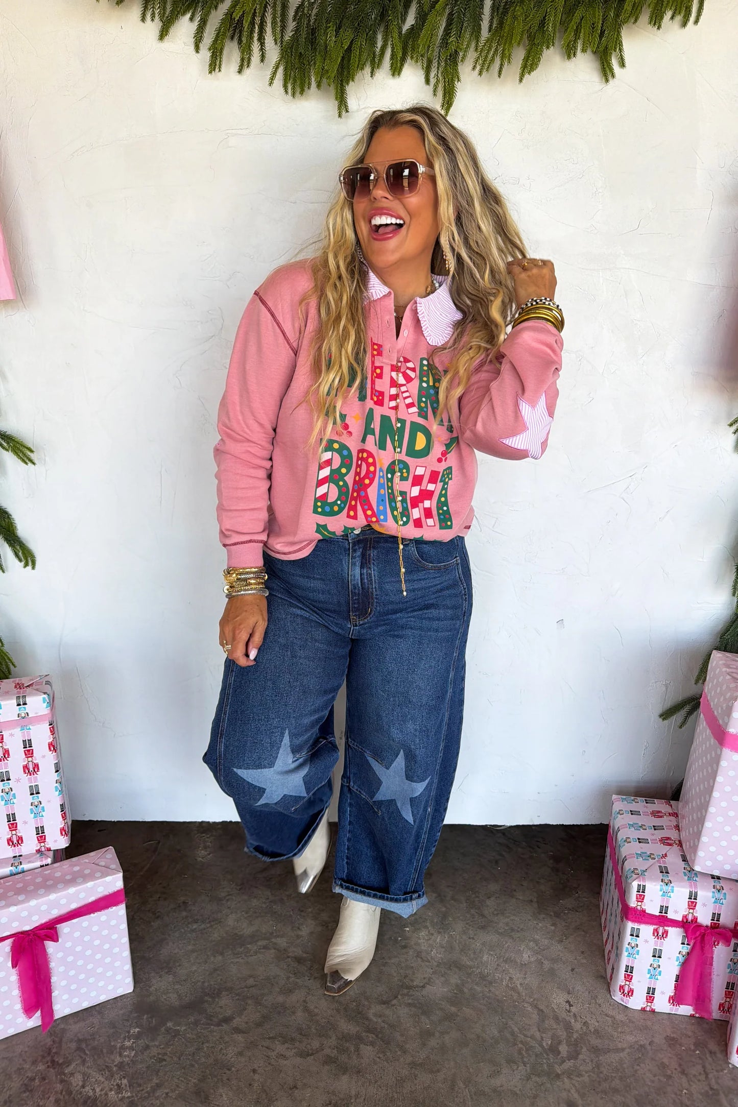 PRE ORDER: Merry & Bright Collared Pullover