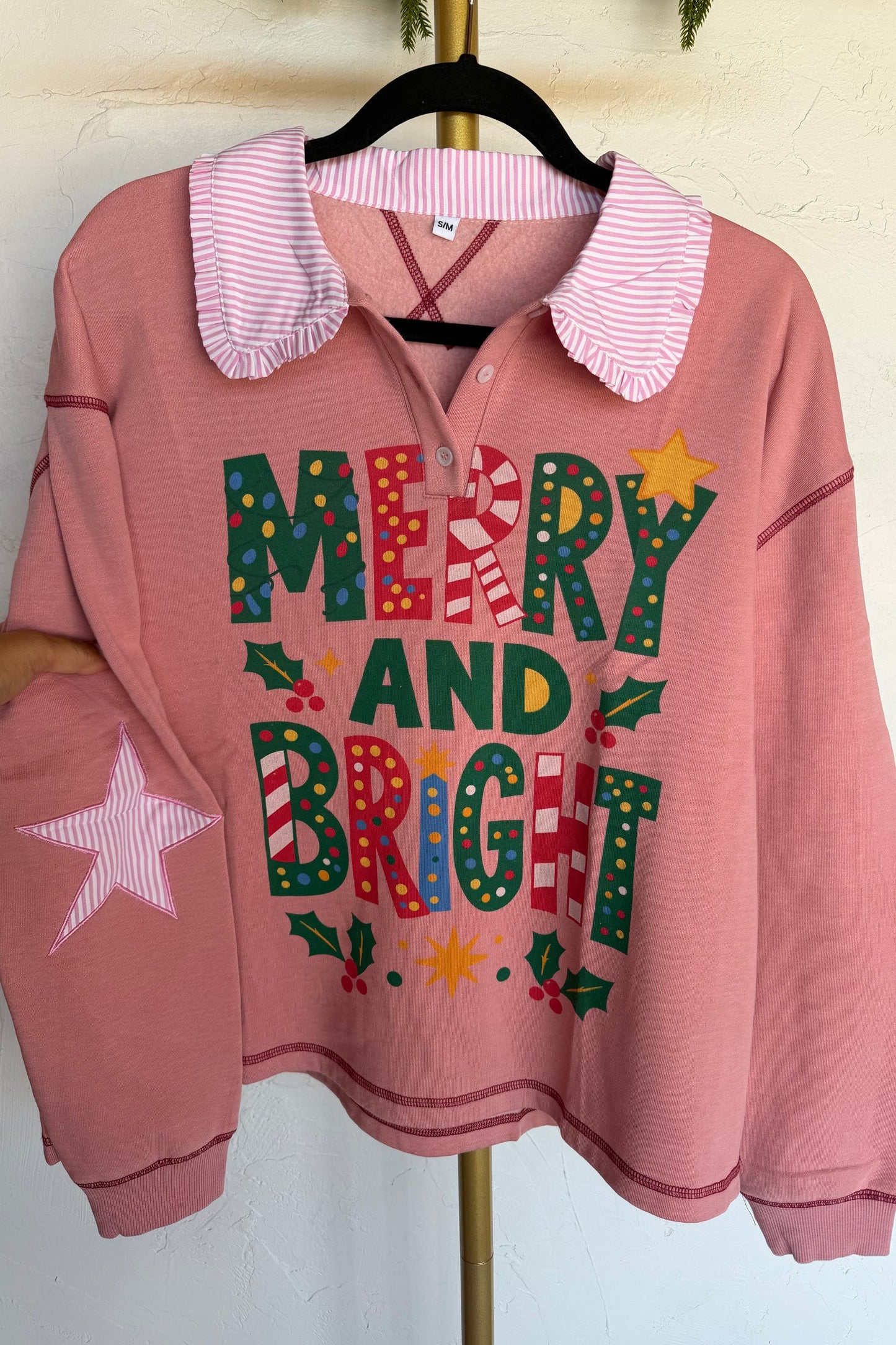 PRE ORDER: Merry & Bright Collared Pullover