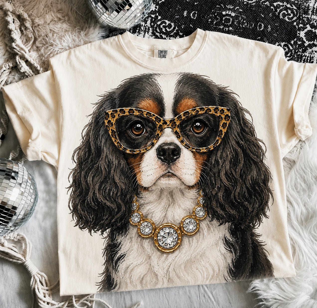 Ivory Boujee Cavalier King Charles Spaniel Graphic Tee or Sweatshirt