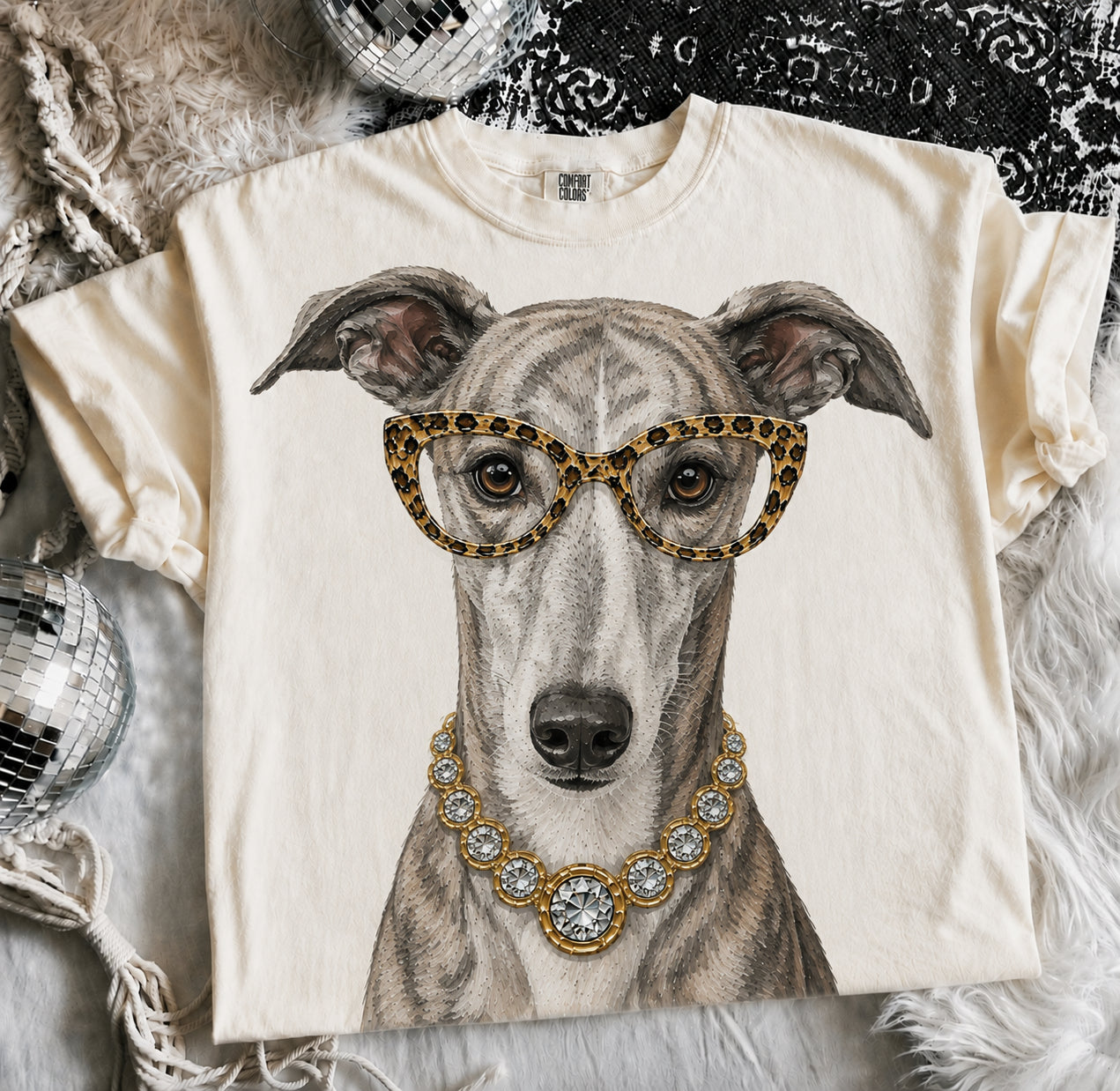 Ivory Boujee Greyhound Graphic Tee or Sweatshirt