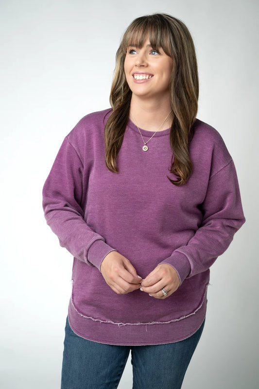 Purple Vintage Wash Long Sleeve Pullover
