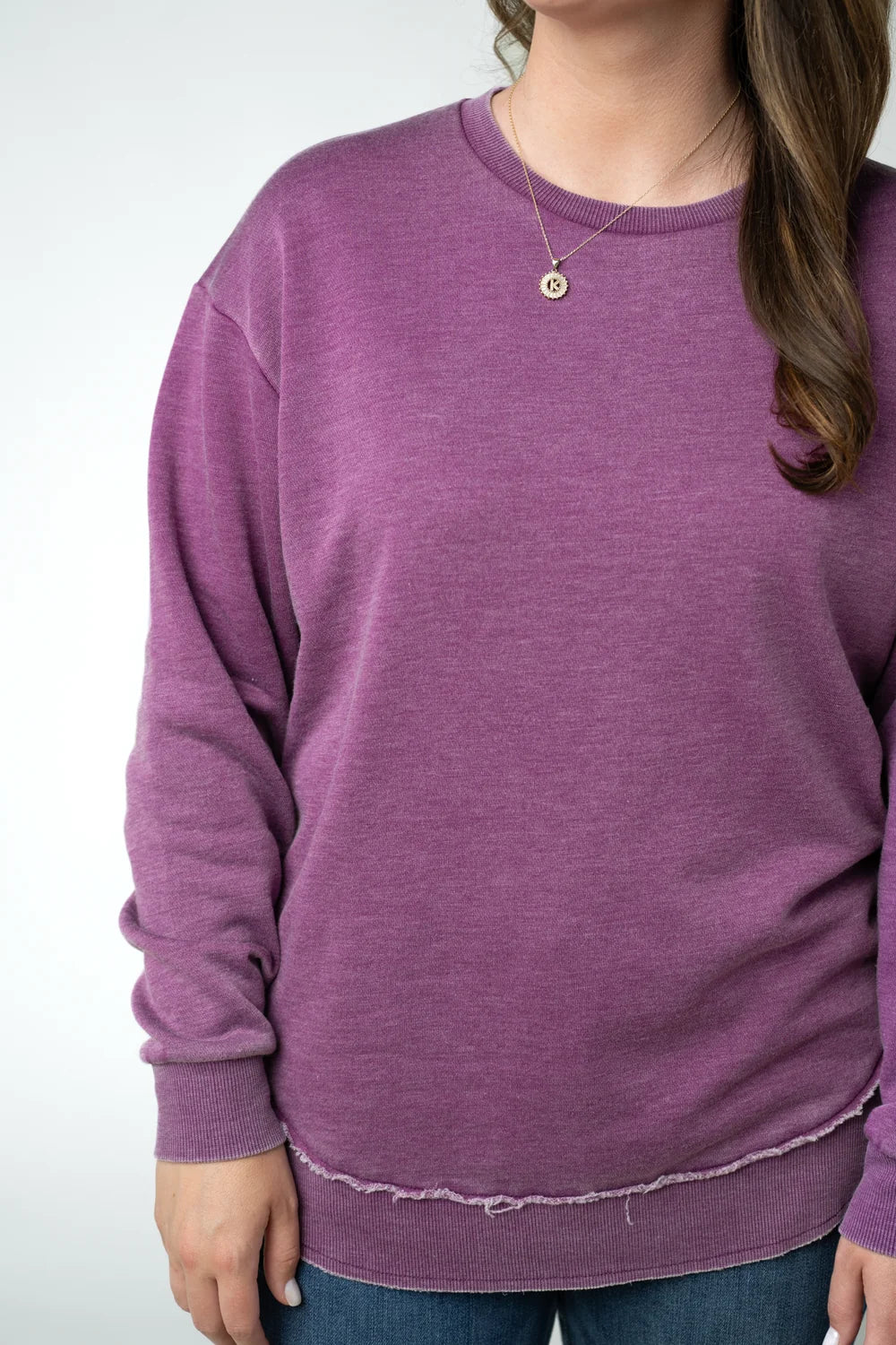 Purple Vintage Wash Long Sleeve Pullover