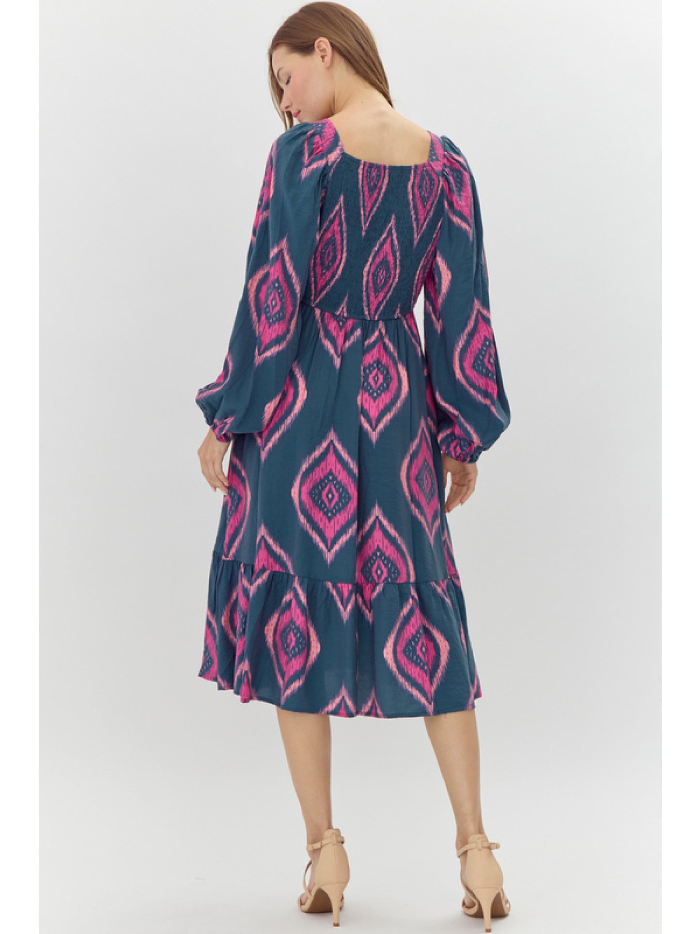 Teal Print Midi Dress
