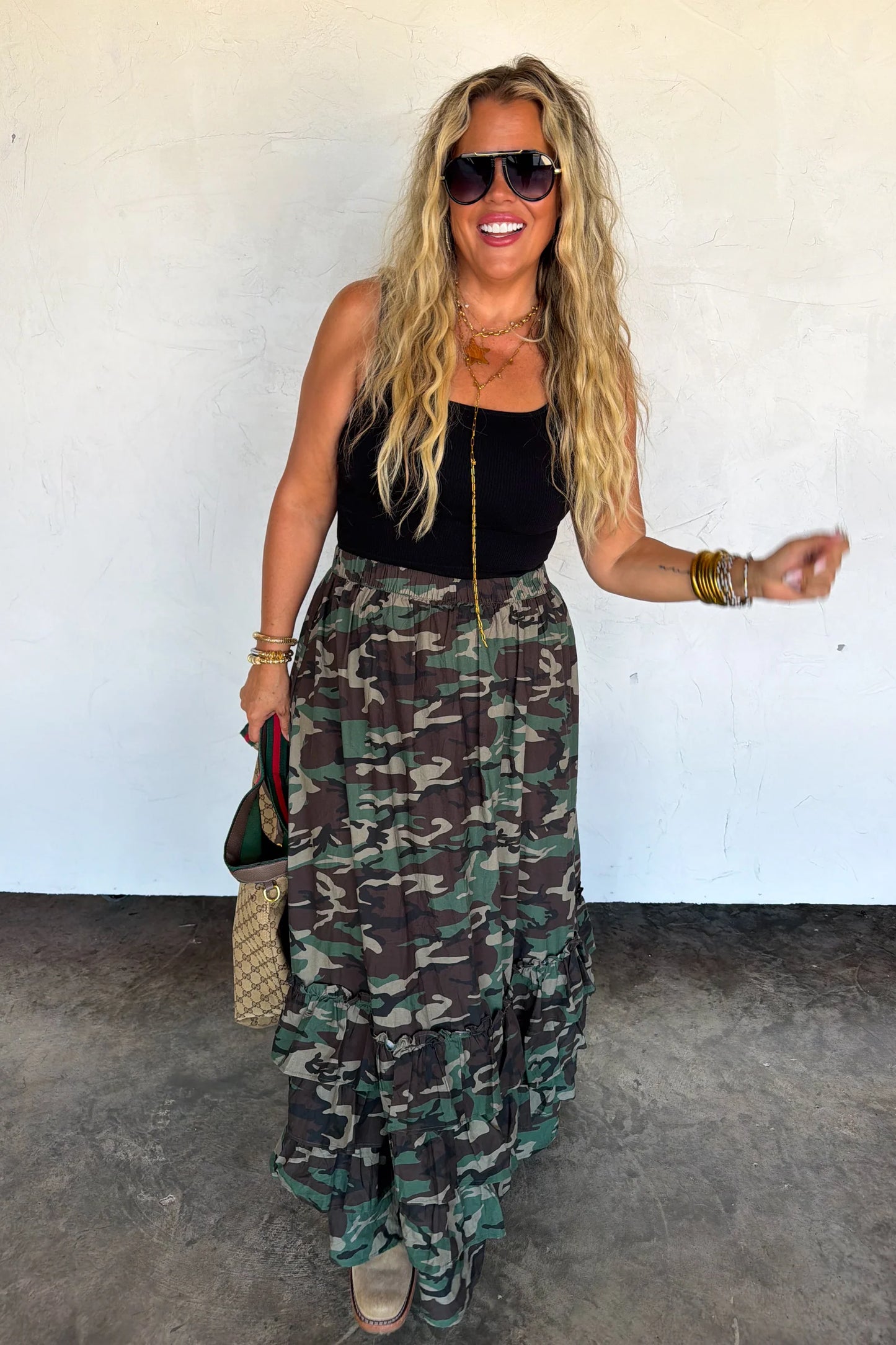Pre Order: Hidden Gem Camo Maxi Skirt