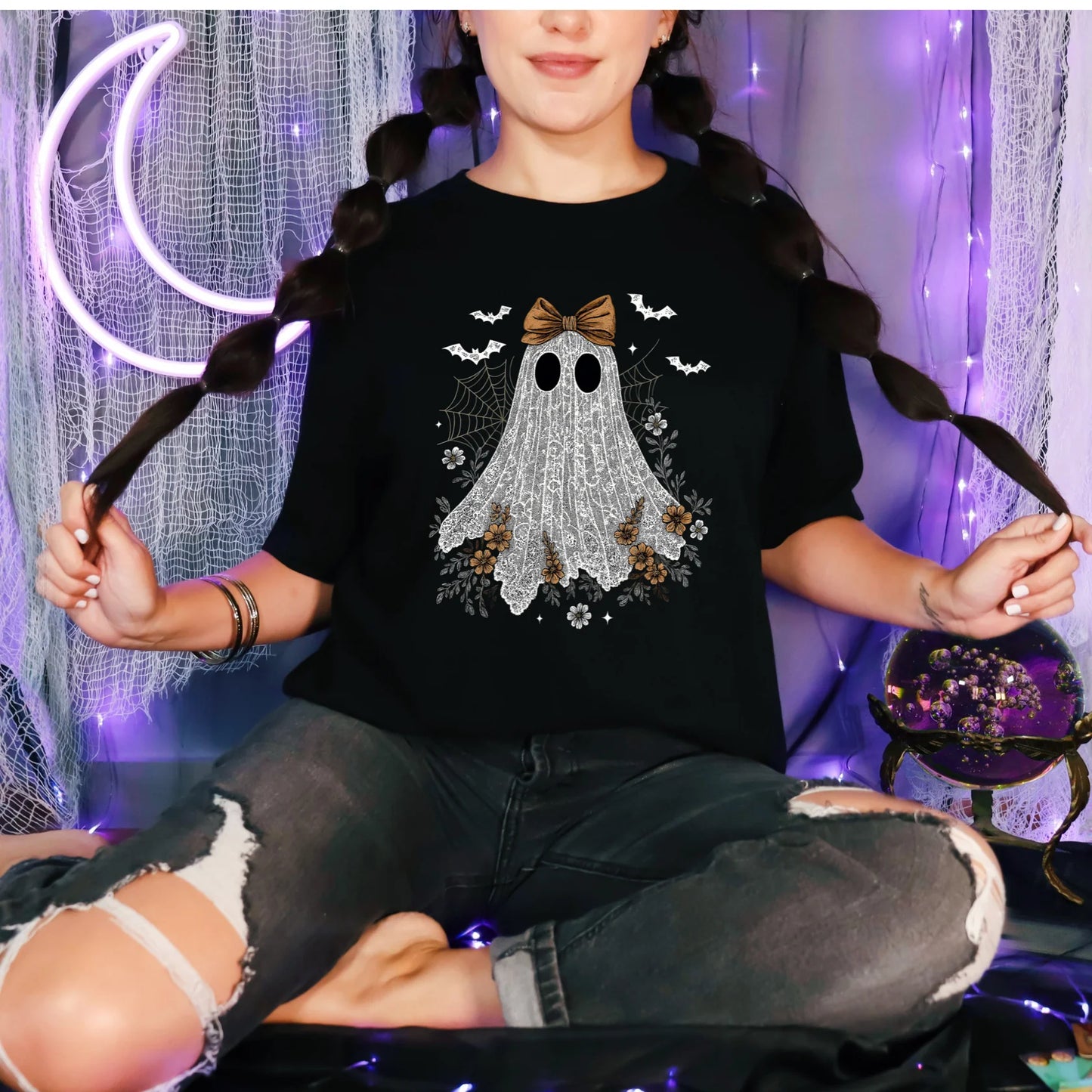 Halloween Ghost Graphic Tee or Sweatshirt - 2 color options