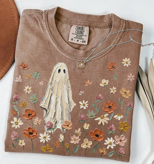 Espresso Floral Ghost Graphic Tee or Sweatshirt
