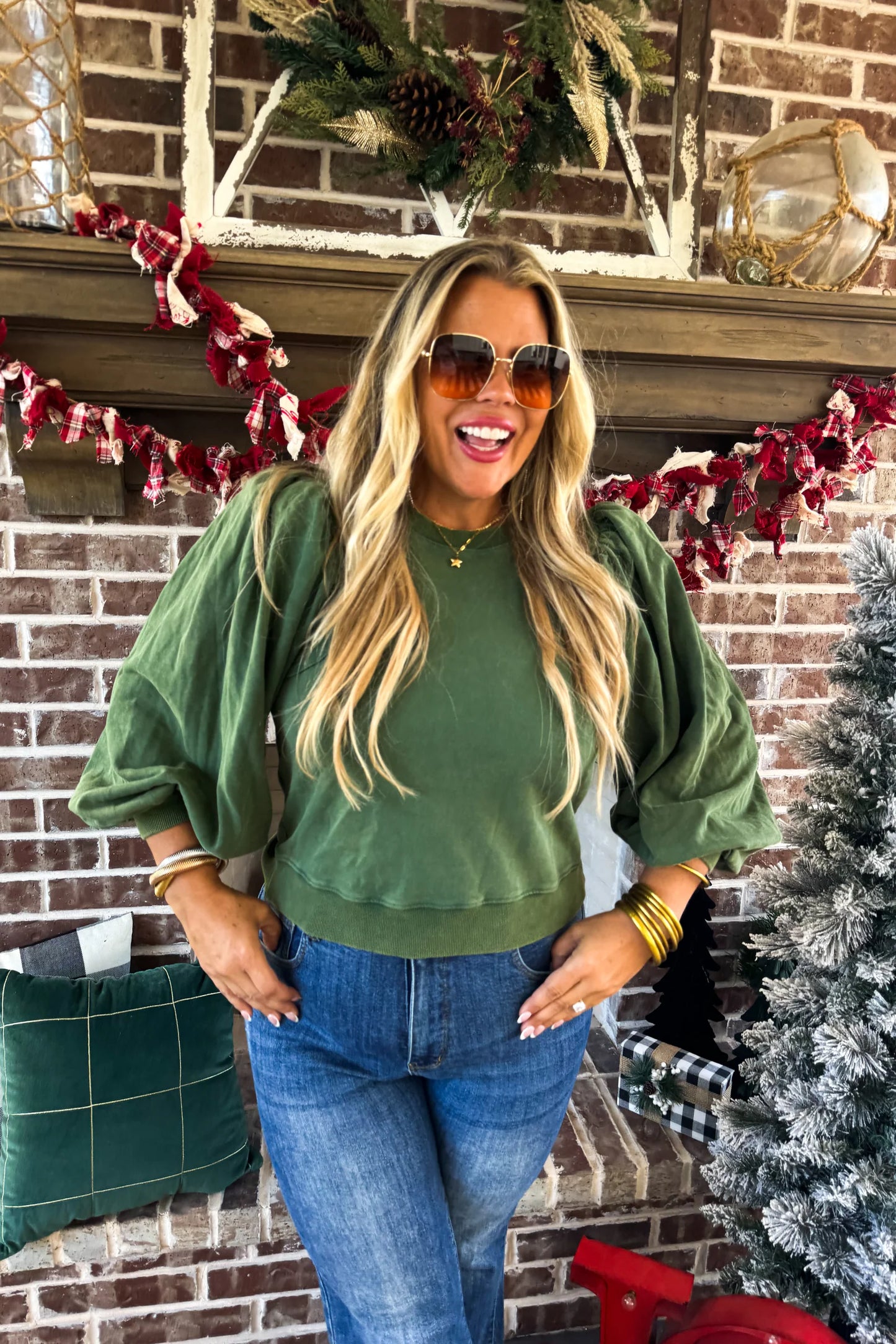 Hunter Green Cute & Cozy Washed Sweatshirt