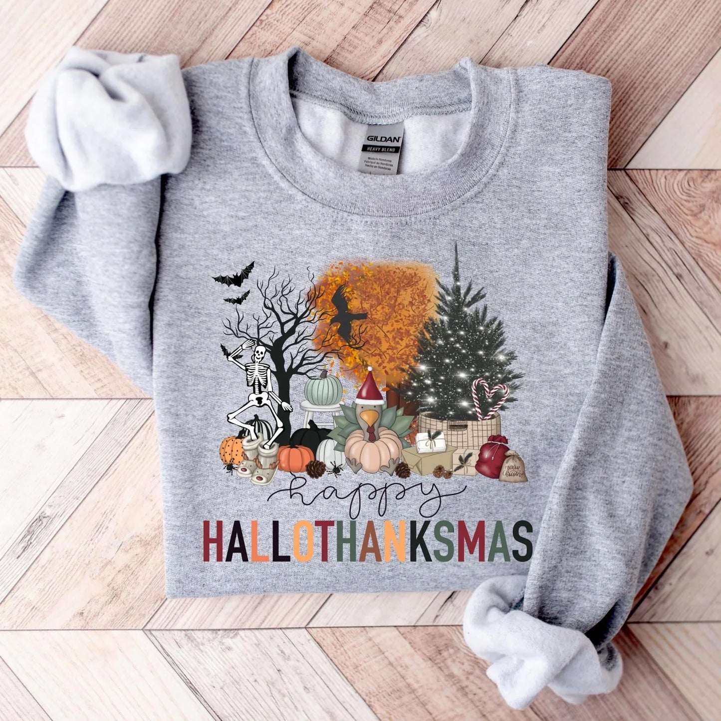 Happy Hallothanksmas Graphic Tee or Sweatshirt - 2 color options
