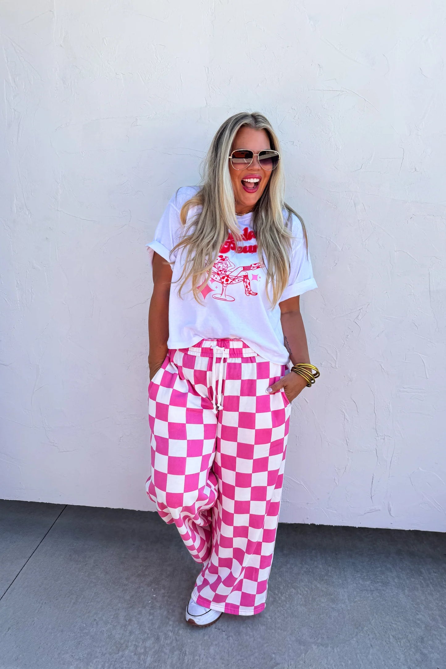 Pre Order: Checkered Wide Leg Joggers - 3 color options