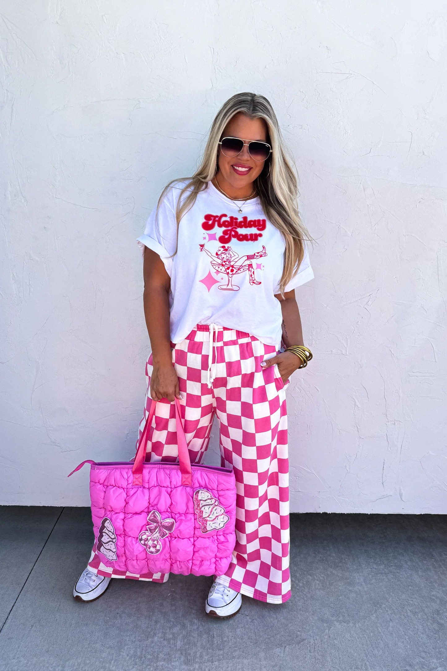 Pre Order: Checkered Wide Leg Joggers - 3 color options