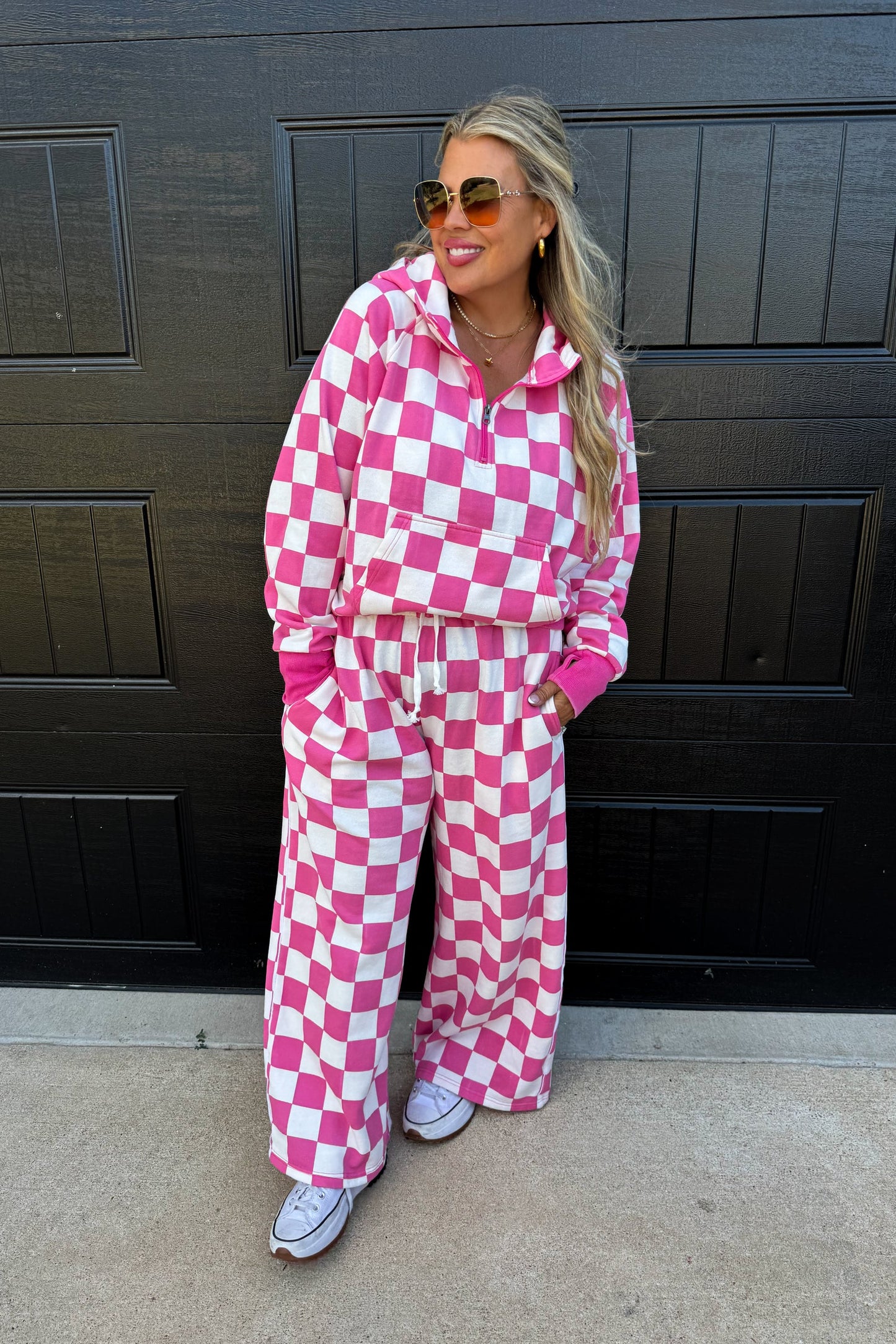 Pre Order: Checkered Wide Leg Joggers - 3 color options