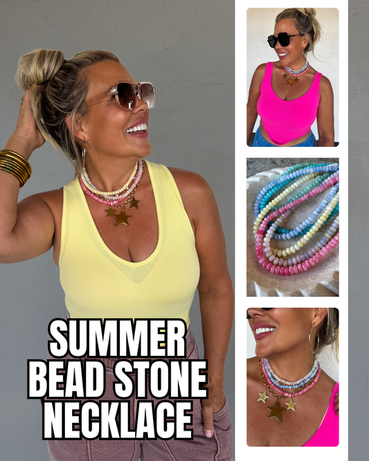PREORDER- SUMMER BEAD STONE NECKLACE