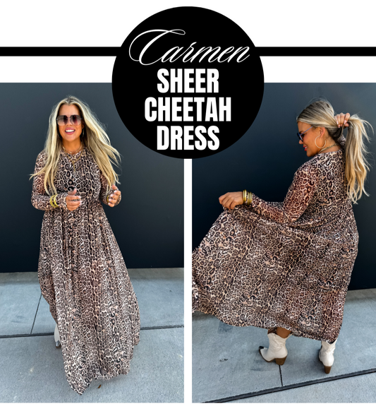 Pre Order: Carmen Sheer Cheetah Dress