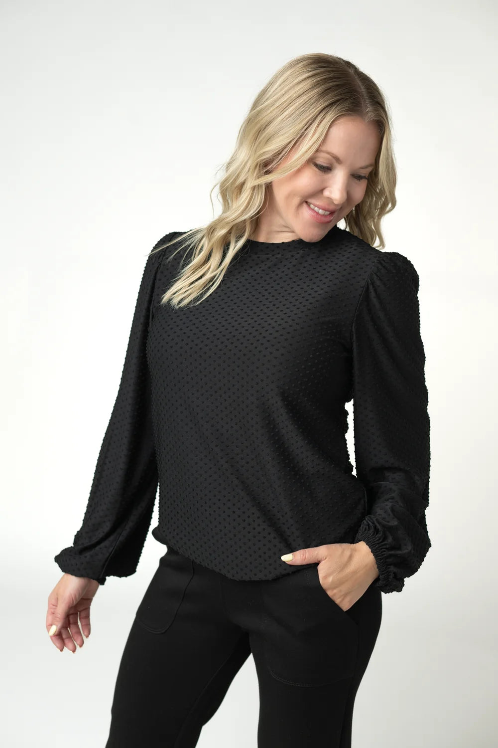 Black Long Sleeve Dot Top