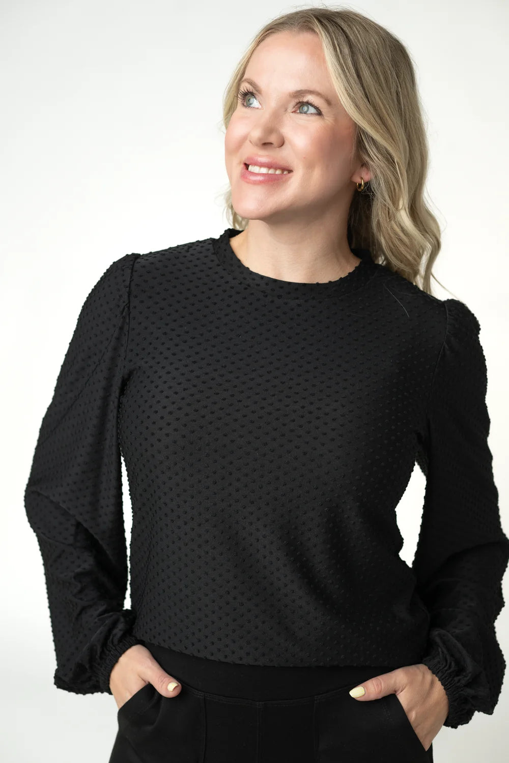 Black Long Sleeve Dot Top