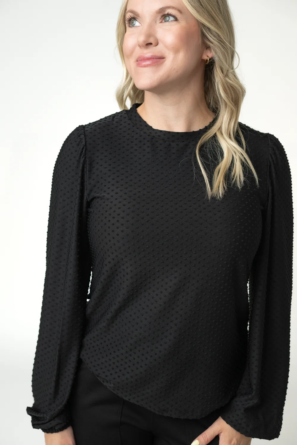 Black Long Sleeve Dot Top