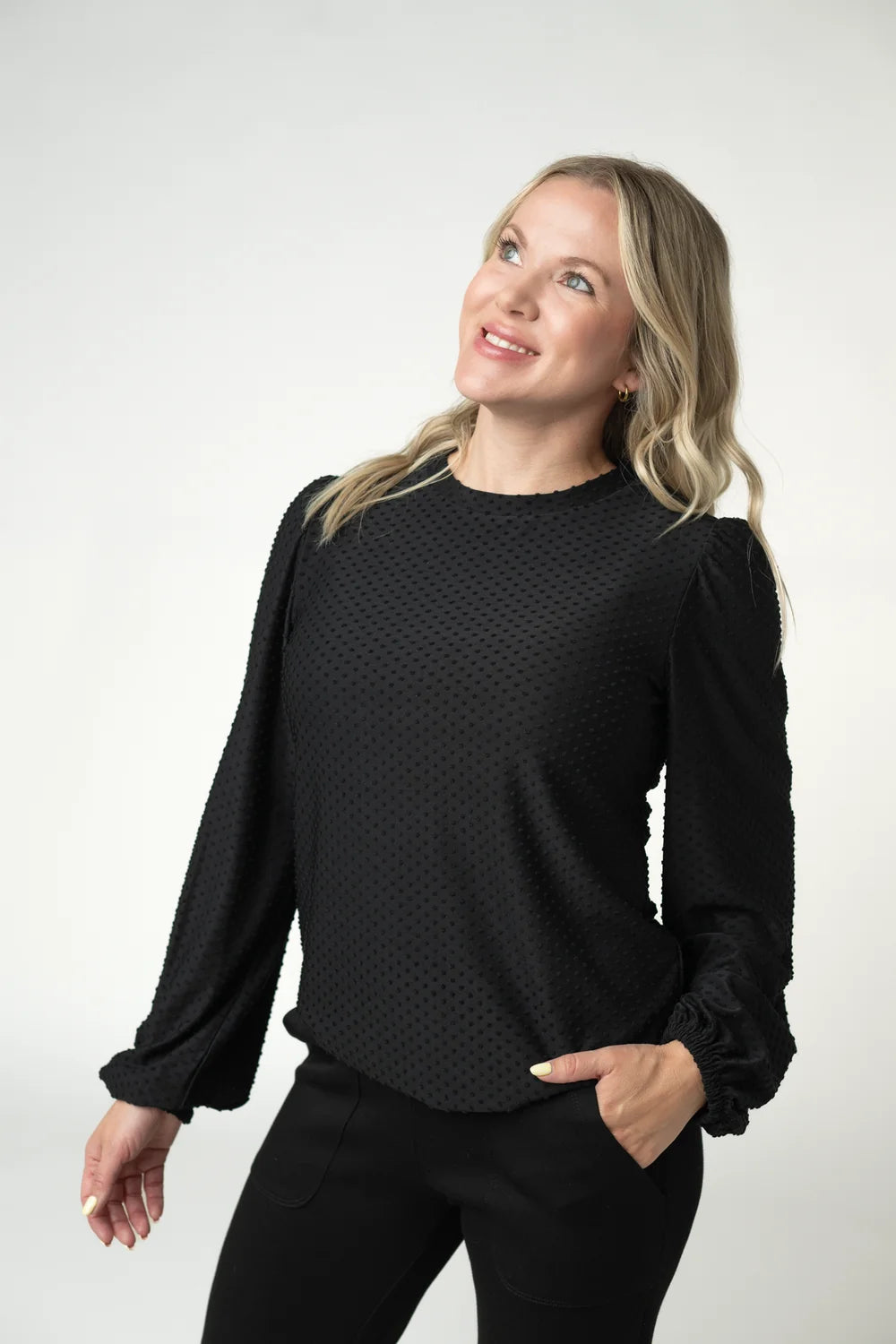 Black Long Sleeve Dot Top