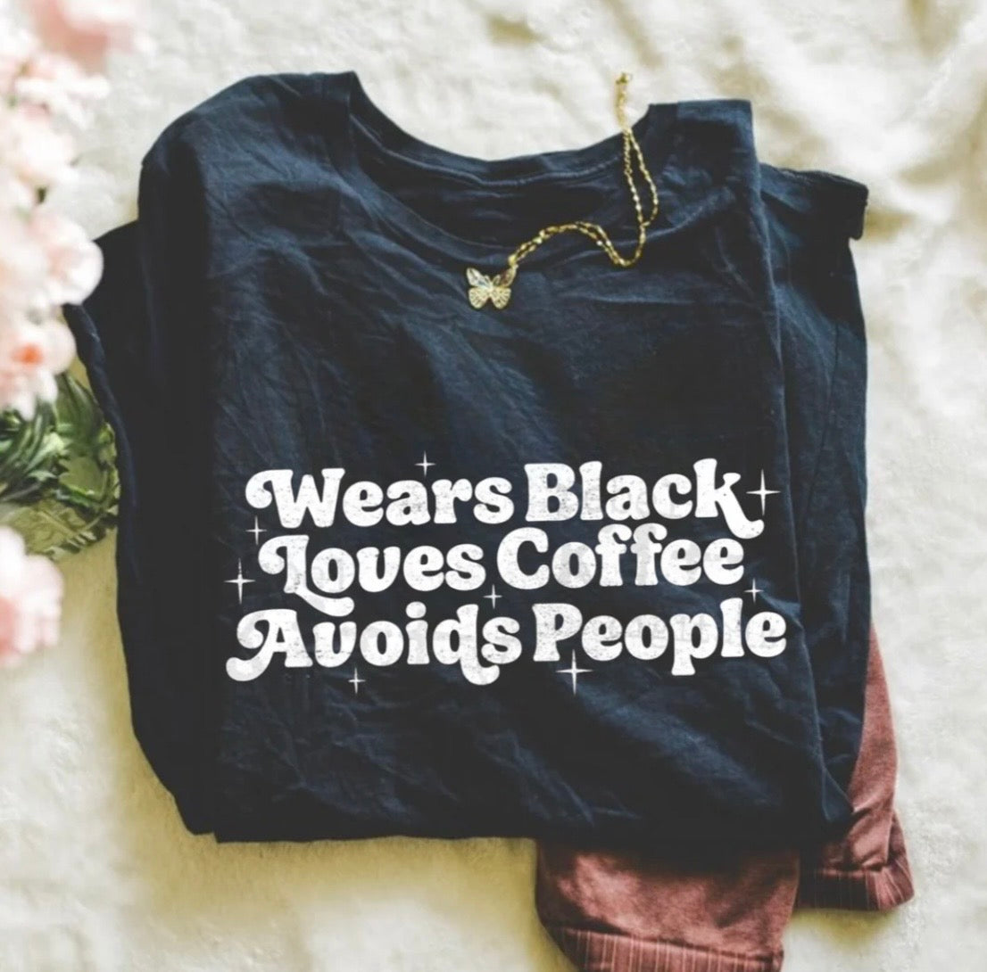 Wears Black Graphic Tee or Sweatshirt