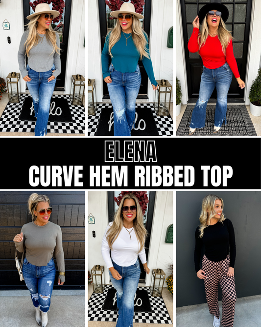 Pre Order: Elena Curved Hem Ribbed Top