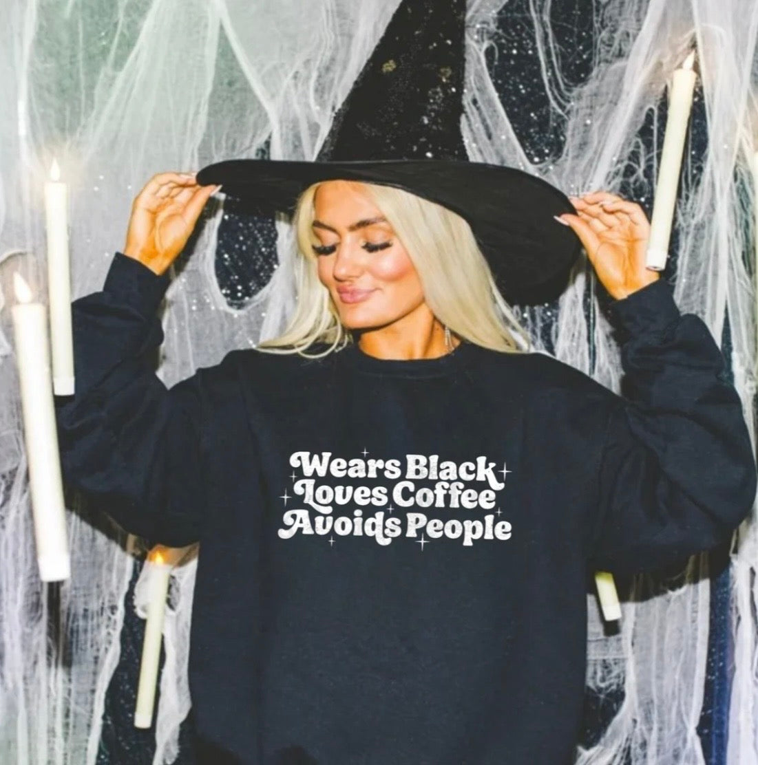Wears Black Graphic Tee or Sweatshirt